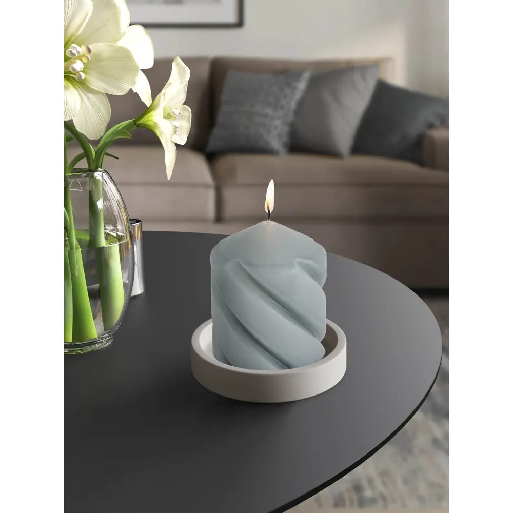 Свеча столбик темно-серая 10 см Santreyd STLM-2000188 - Вид №3