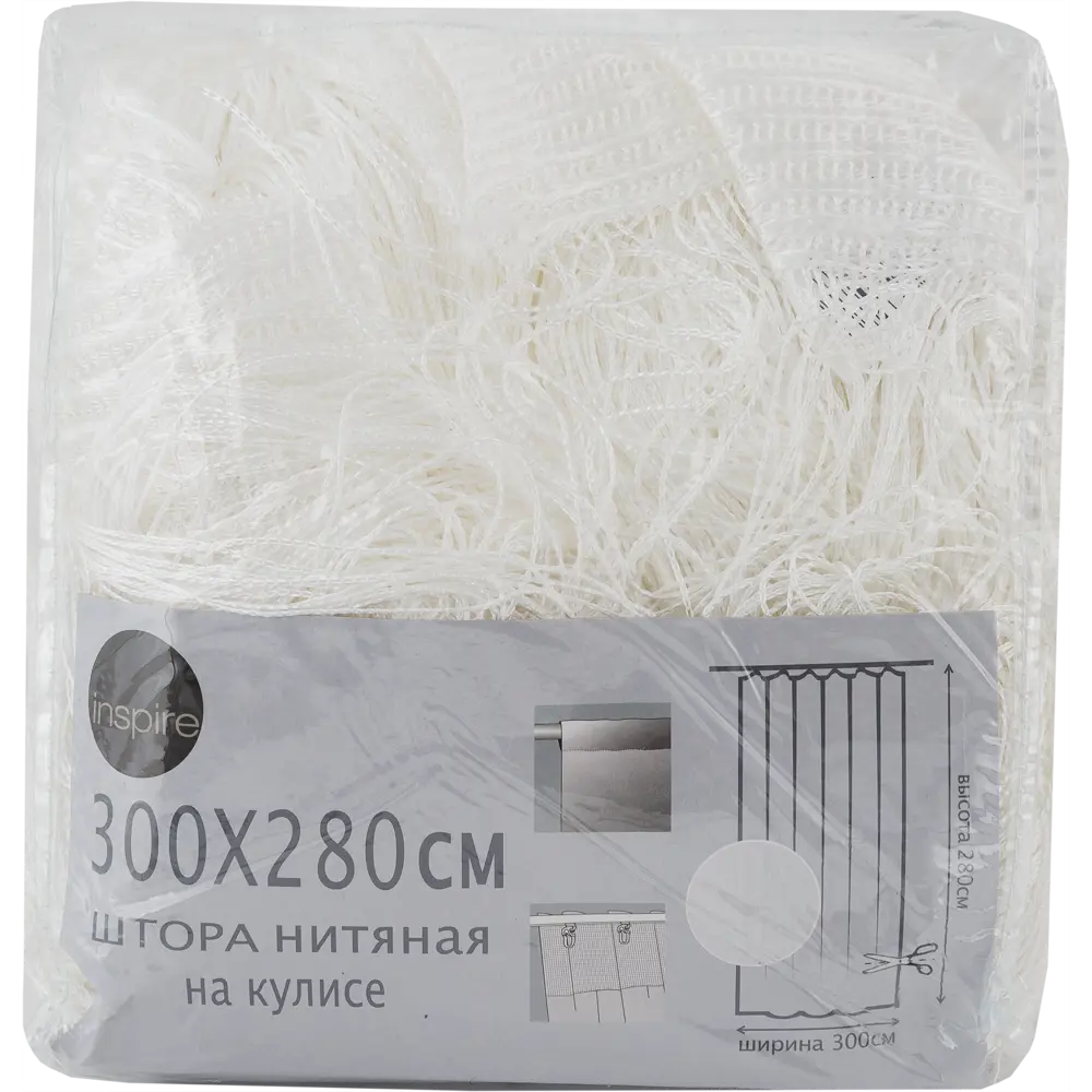 Штора нитяная 300x280 см однотон цвет белый INSPIRE STLM-2050276 - Вид №4