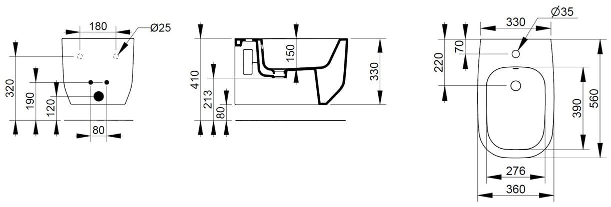 Керамическое подвесное биде с переливом Ceramica Dolomite Alba ARCH-00094121 - Вид №9