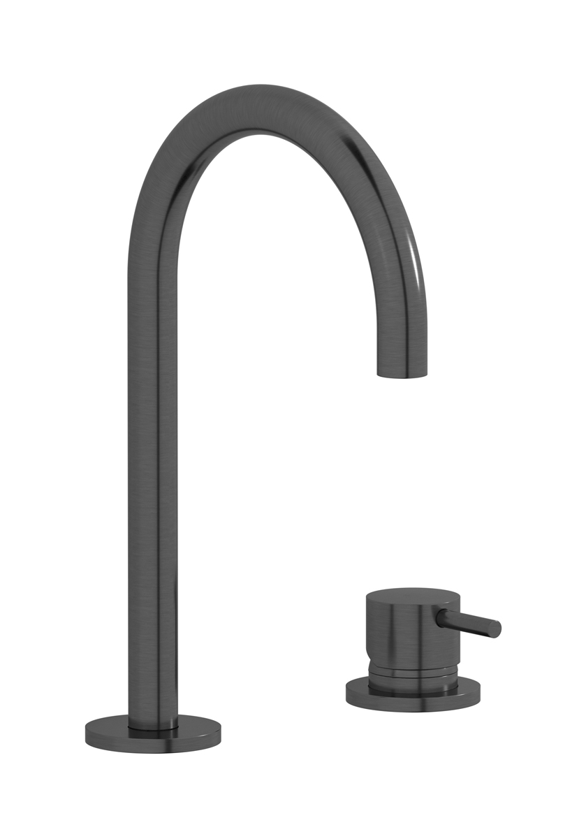 Смеситель для раковины на 2 отверстия. WE ARE IB mt394cs Brushed Black Chrome MilanoTorino 