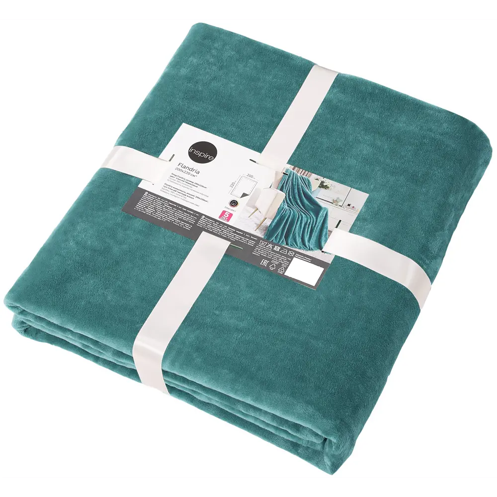 Плед Inspire Flandria 200x220 см микрофибра цвет бирюзовый Emerald 1 STLM-2188219 - Вид №2