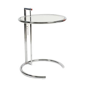 Приставной столик стеклянный с регулировкой высоты Eileen Gray Style Cocktail Table E-1027 SOHO DESIGN EILEEN GRAY 131567 Прозрачный;хром