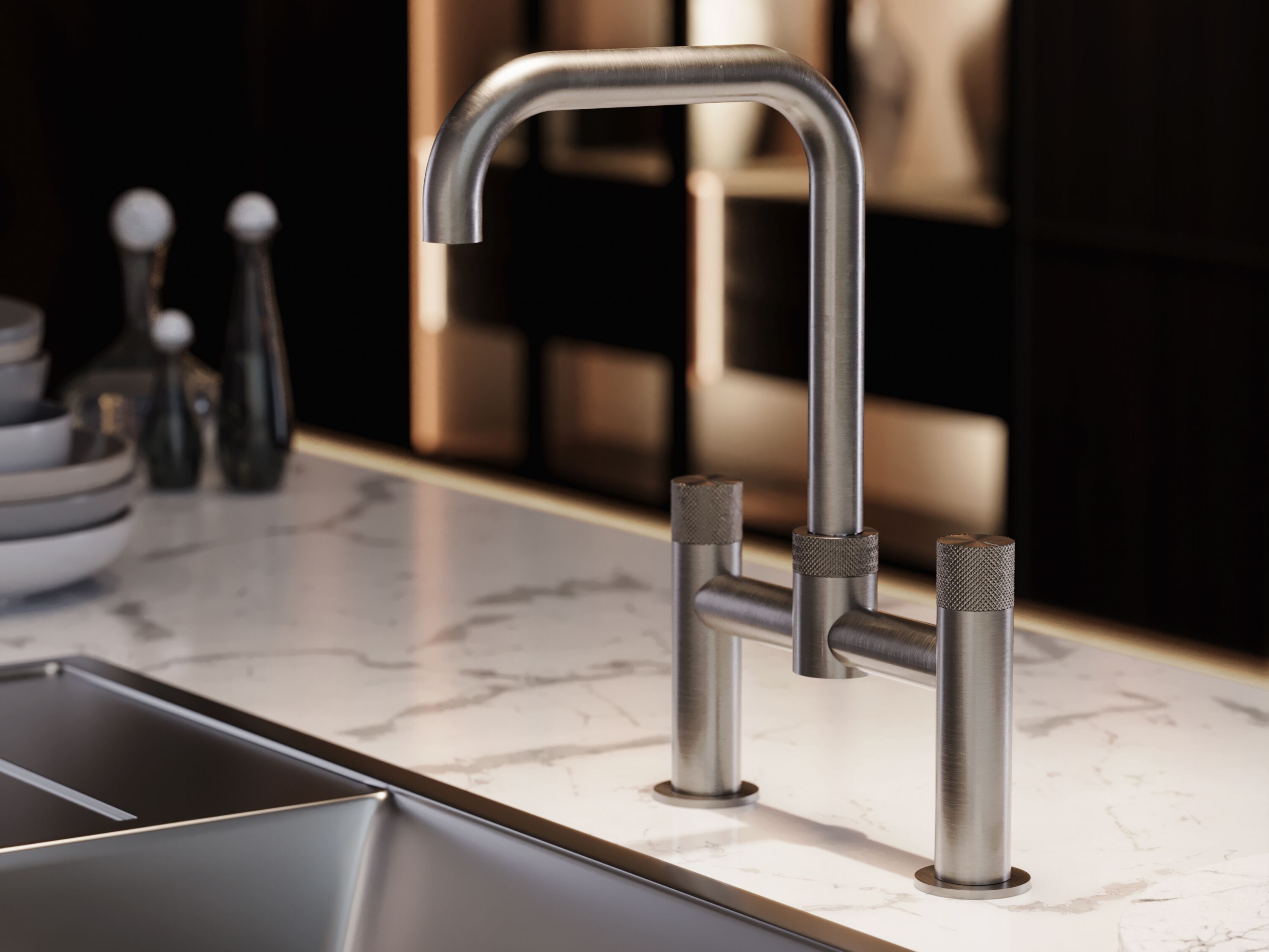 Смеситель для кухни из нержавеющей стали с поворотным изливом Fontealta Kitchen ARCH-00083893 - Вид №1