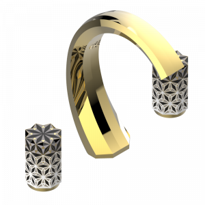 U2P-2151 НЕ РЕКОМЕНДУЕТСЯ ИСПОЛЬЗОВАТЬ смеситель на 3 отверстия с донным клапаном Thg-paris Nihal porcelaine noire Золото