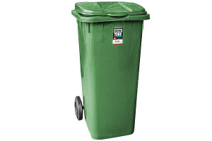 17525556 Прямоугольный мусорный бак 120 л на колесах пластик зеленый 1/3 ПЛ-BO996 BORA