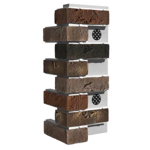 Термопанель угловая White Hills Лондон брик 652x370/350 мм кофейный 0.645 м²