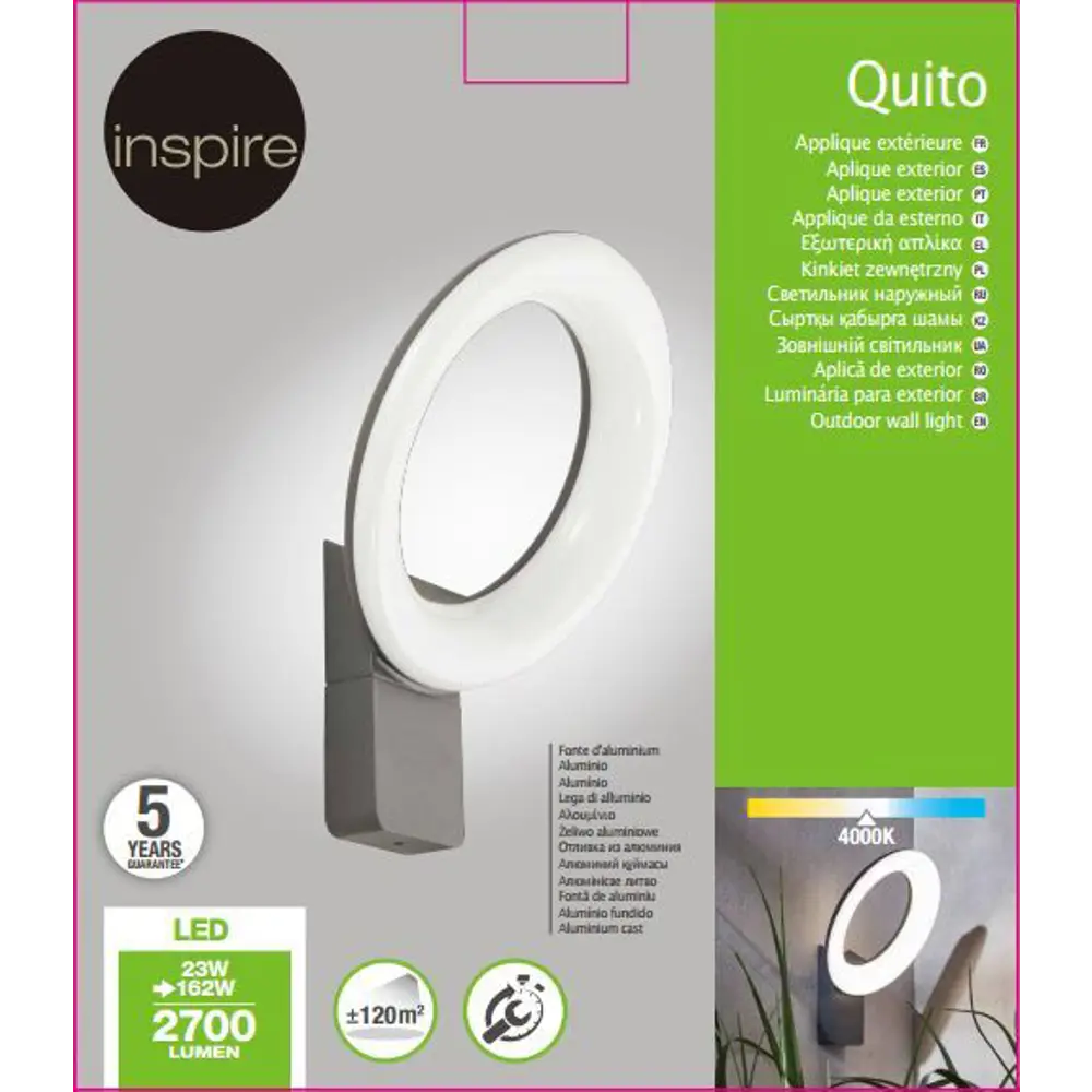 Светильник настенный светодиодный уличный  Inspire «Quito» 2700 Лм IP54 STLM-2166415 - Вид №3