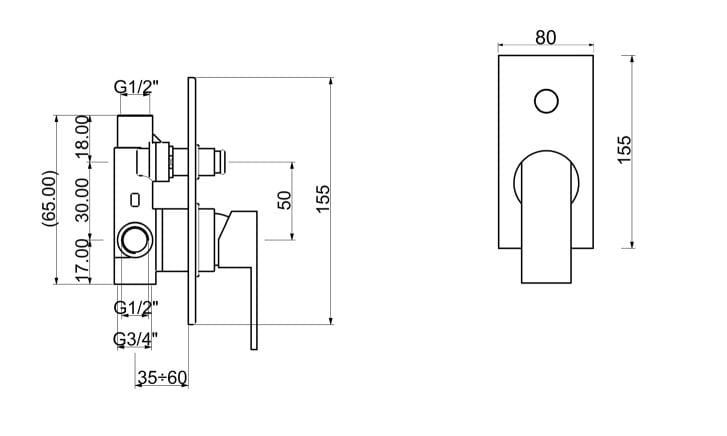Латунный встраиваемый смеситель для душа с переключателем QD Magistro Lab Swanky ARCH-00127864 - Вид №2