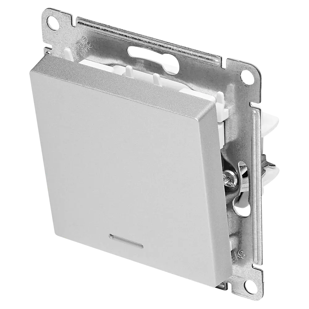 Выключатель встраиваемый Systeme Electric AtlasDesign 1 клавиша с подсветкой цвет алюминий STLM-2204951 - Вид №1