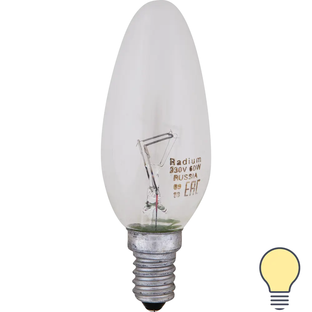 Лампа накаливания Radium «Свеча», E14, 60 Вт, прозрачная колба STLM-2207511