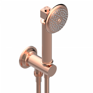 U9L-54 Душ ручной стильный встраиваемый в стену, шланг и патрубок для душа с крючком Thg-paris Grand central с металлическими ручками-рукоятками Розовое золото