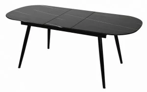Обеденный стол раздвижной овальный 160-200 см черный мрамор Marble BRADEX HOME  00-3974018 Черный
