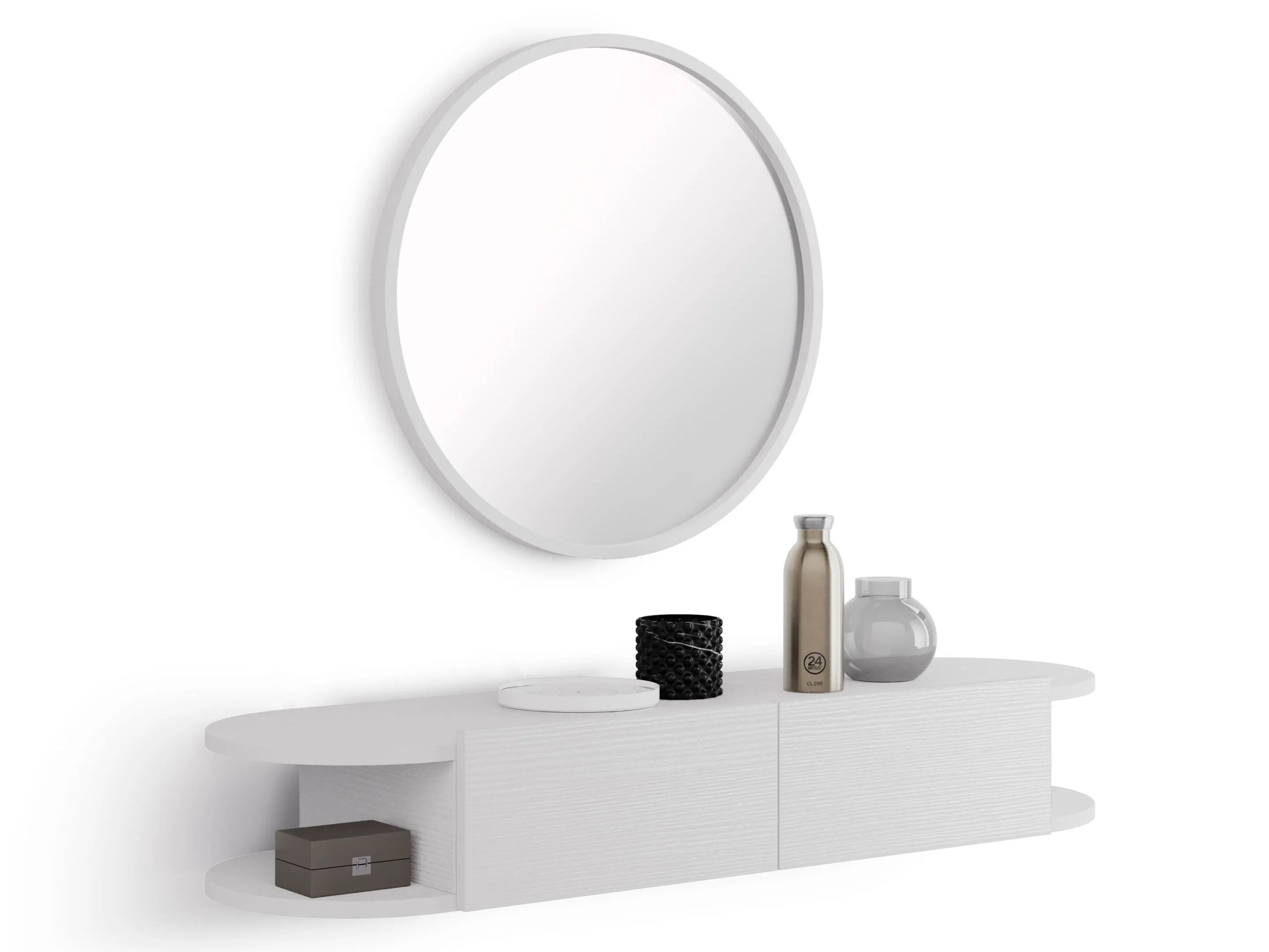 Подвесная консоль из меламиновой ткани с ящиками Mobili Fiver оливковый ARCH-00003487