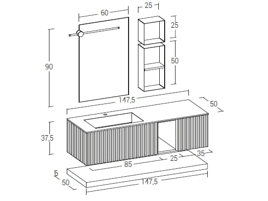 Деревянный подвесной шкаф с одной раковиной LEGNOBAGNO Ri-Stretch ARCH-00036512 - Вид №5