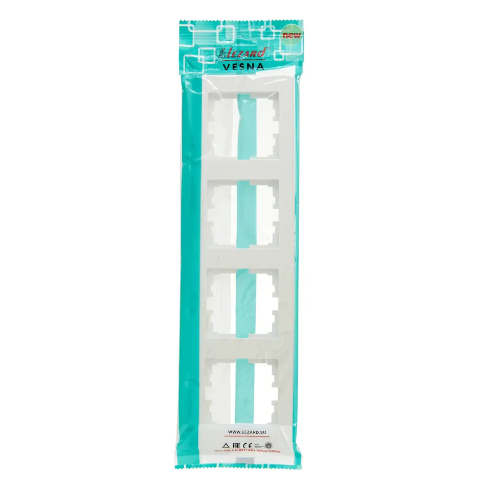 Рамка для розеток и выключателей Lezard Vesna 4 поста цвет жемчужно-белый перламутр STLM-2148668 - Вид №1