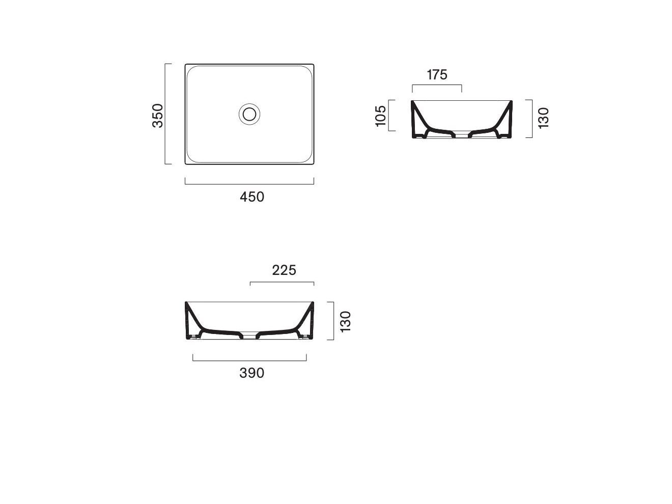 Прямоугольный умывальник с одной столешницей CERAMICA CATALANO премиум ARCH-00002701