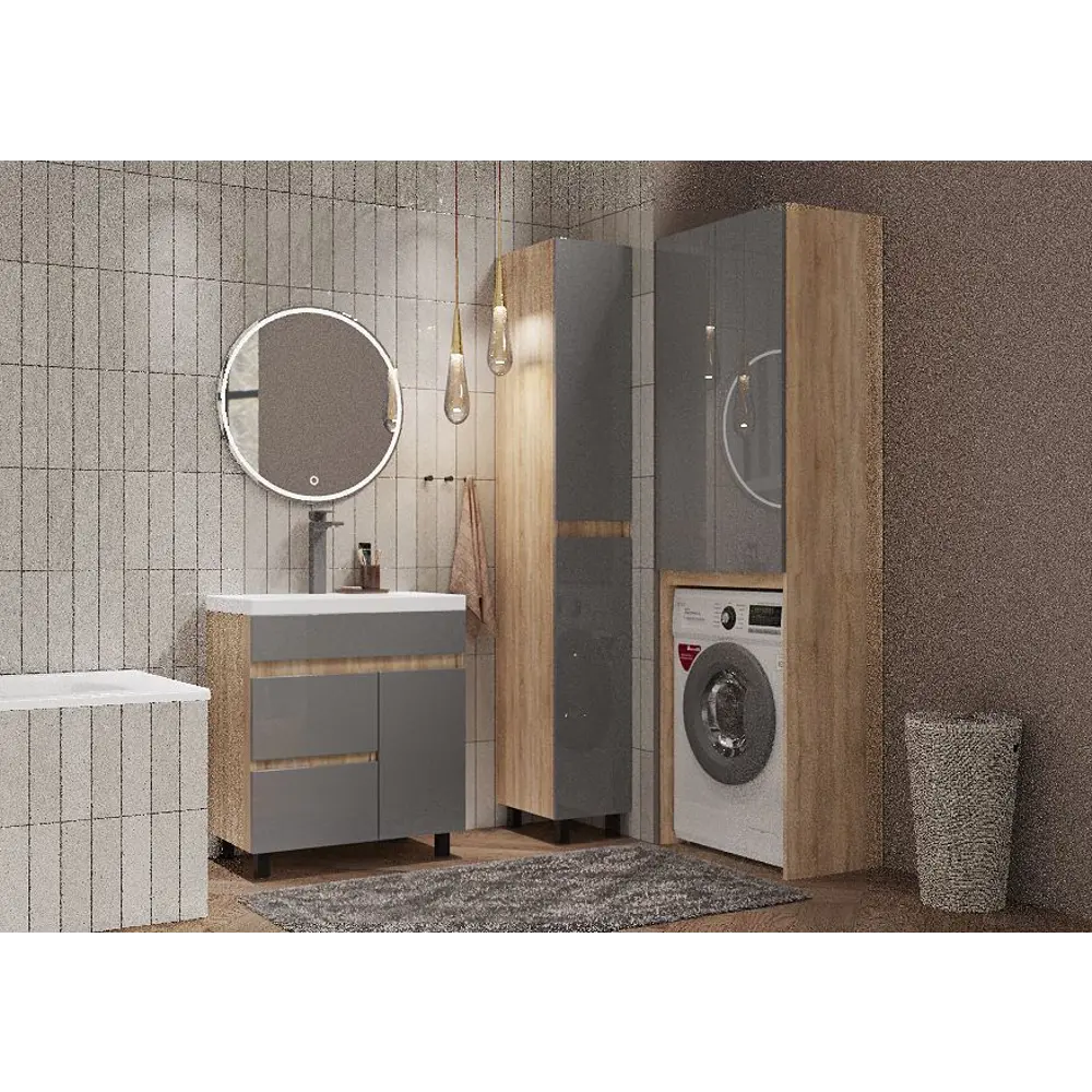 Santreyd Cube - подвесная тумба под раковину 80 см в стиле дуб вотан/графит 87894127 STLM-0076055 - Вид №4