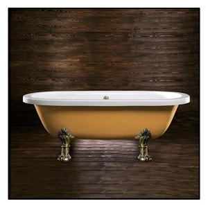 Ванна напольная отдельностоящая бежевая с золотыми ножками "Орлиная лапа" Akcjum Octavia WN-09-05-BR-B
