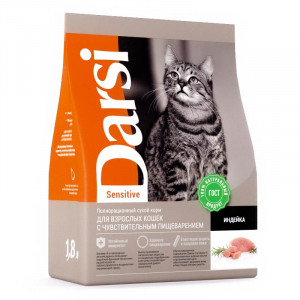 ПР0056601 Корм для кошек Sensitive с чувствительным пищеварением, индейка сух. 1,8кг Darsi