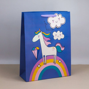 90822418 Пакет подарочный (L) "Unicorn and clouds " blue 12х42х11.5 см STLM-0398142 NOBRAND