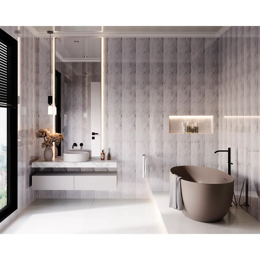 Стеновая панель ПВХ Мрамор серый 2700x250x5 мм 0.675 м² VENTA STLM-2049735 - Вид №1