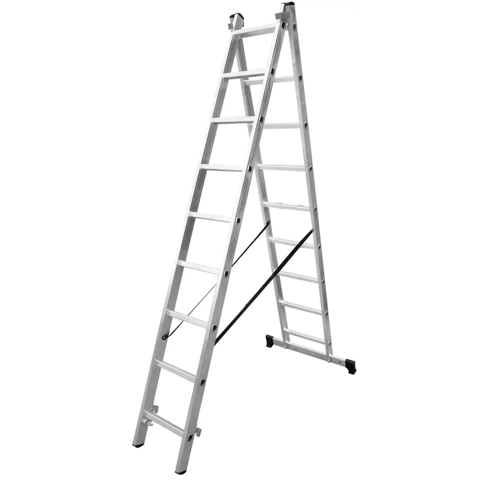 Лестница раскладная 2-секционная Standers до 3.97 м 9 ступеней STLM-2006687