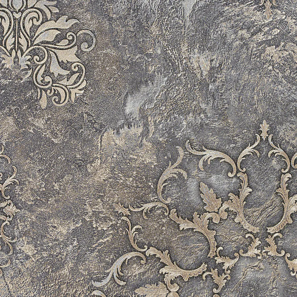 Обои флизелиновые Victoria Stenova Leonardo серые с вензельным узором 89425447 STLM-1570198 - Вид №2