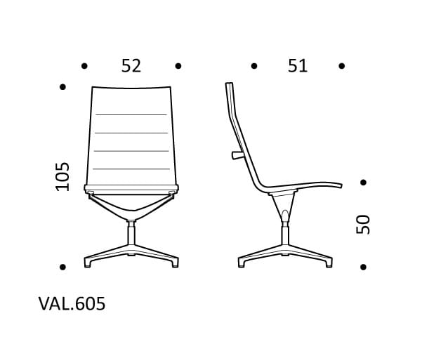 4-спицевое вращающееся офисное кресло с высокой спинкой ICF Valea ARCH-00001062 - Вид №2