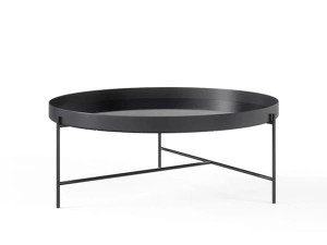 Металлический низкий круглый журнальный столик с подносом