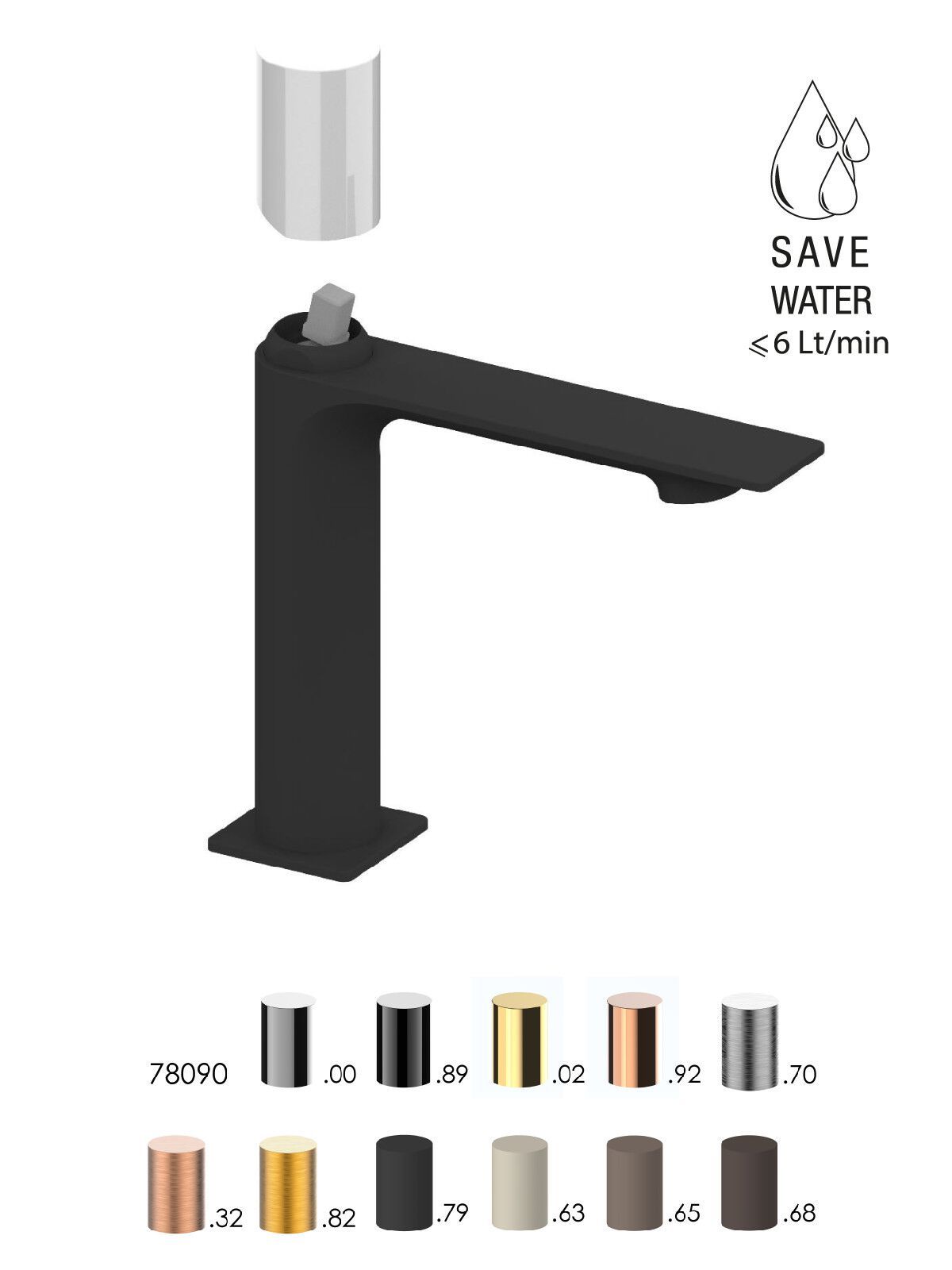 Однорычажный смеситель для раковины с автоматическим сливом Rubinetterie Frattini Narciso S ARCH-00043114 - Вид №7