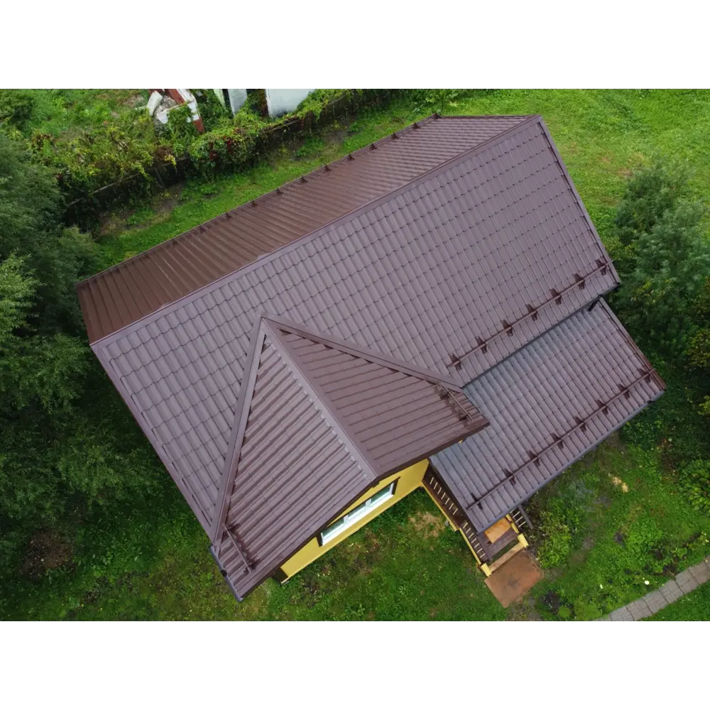 Металлочерепица 0.5 мм ГОСТ 470x1180 мм RAL 8017 коричневый Grand Line STLM-2186993 - Вид №2