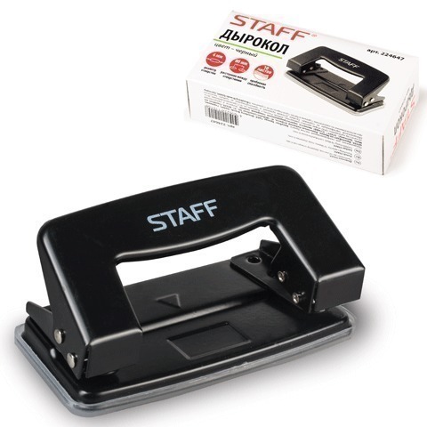 457462 Дырокол "STAFF" металлический черный Santreyd 