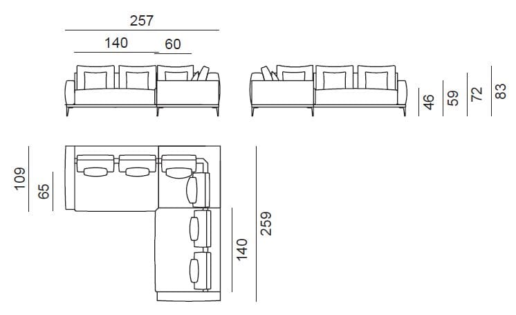 Угловой диван из ткани на 5 мест Lebom ALFIL ARCH-00095971 - Вид №4
