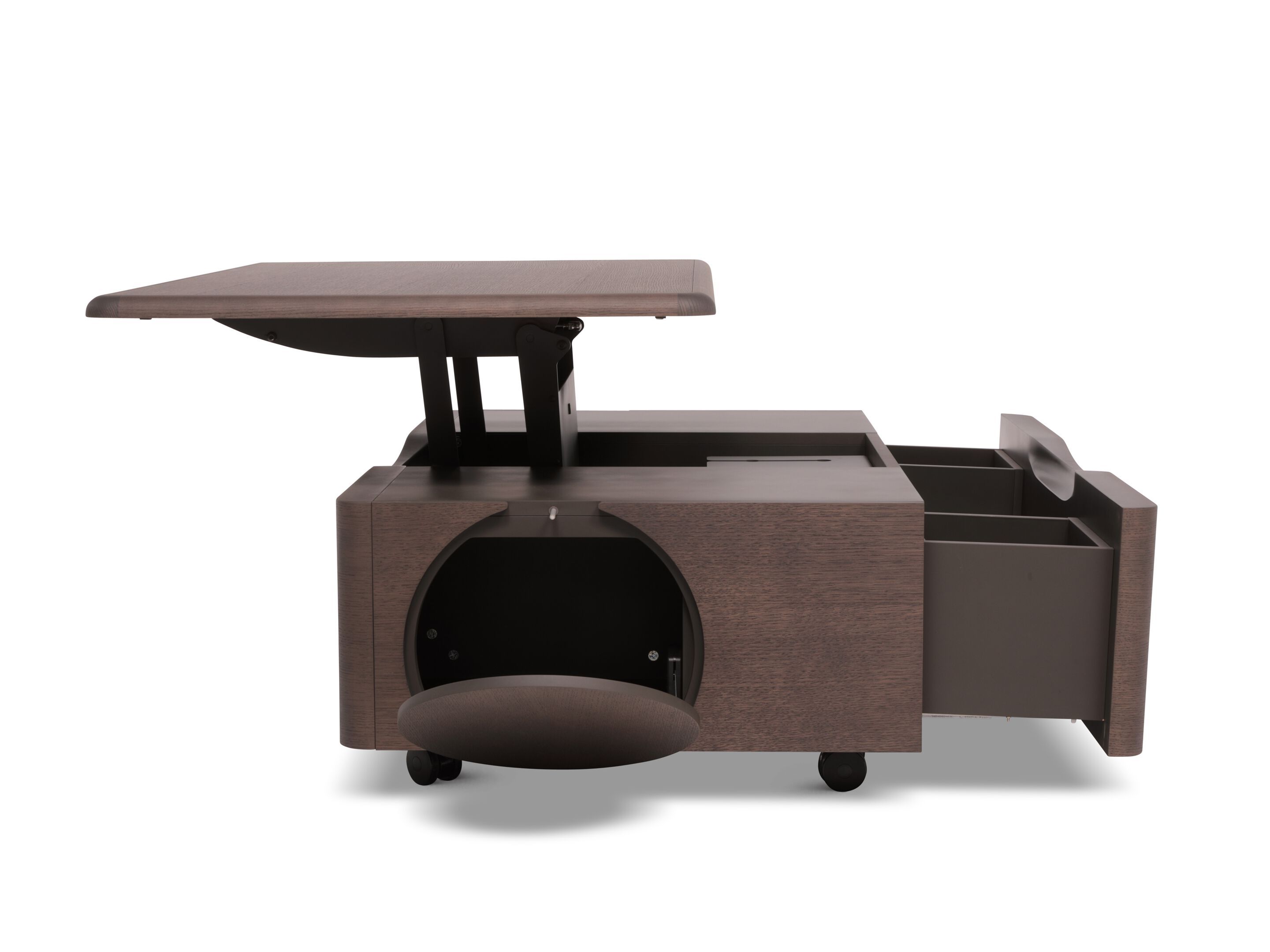 Прямоугольный деревянный журнальный столик с колесами и отсеком для хранения Natuzzi Italia ROLL ARCH-00046173 - Вид №1