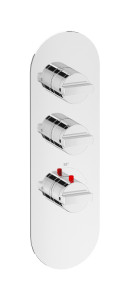 EUA212ISNHJ Комплект наружных частей термостата на 2 потребителей - вертикальная овальная панель с ручками Hey Joe IB Aqua - 2 потребителя