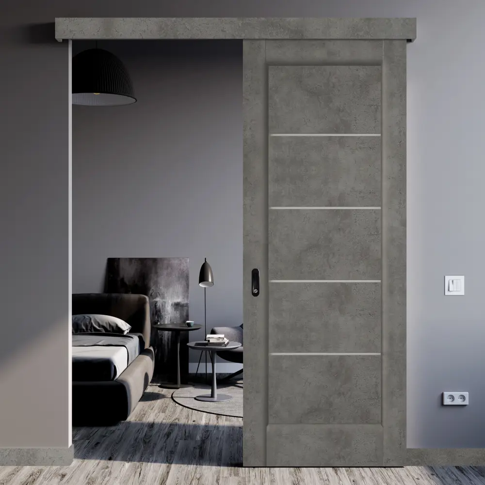 Комплект двери Сохо со стеклом 60x200 см ПВХ цвет лофт тёмный с добором 200 мм VELLDORIS STLM-2036178 - Вид №2