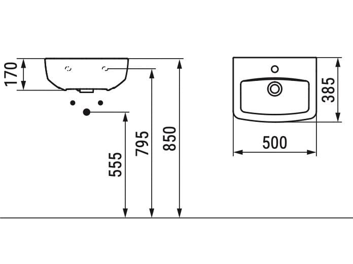 Керамическая подвесная прямоугольная раковина с переливом Ceramica Dolomite Mia ARCH-00118032 - Вид №6