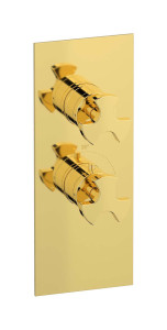 Комплект наружных частей термостата на 1 потребителей - вертикальная прямоугольная панель с ручками Belmondo WE ARE IB eua111oonbt Gold Aqua