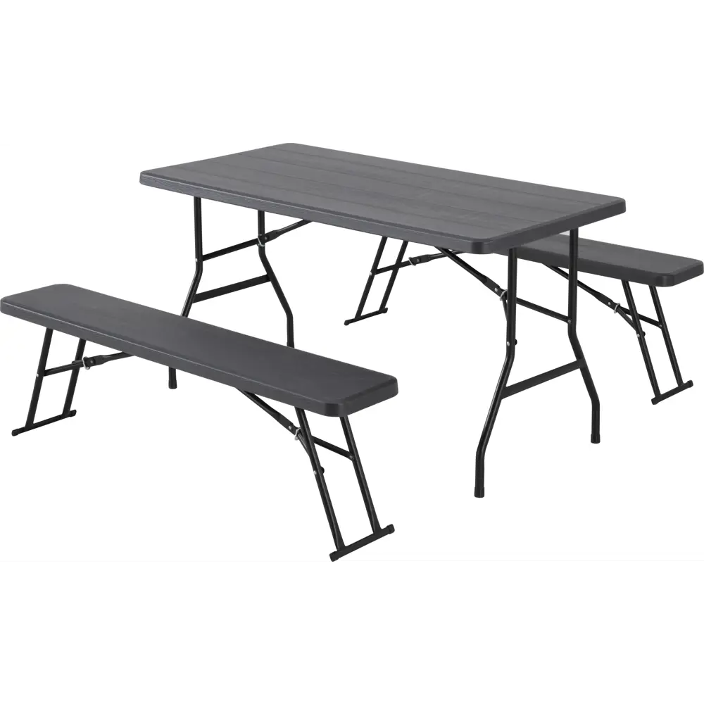 Скамья садовая 137x26x44 см металл/пластик черная/коричневая Santreyd STLM-2028055 - Вид №1