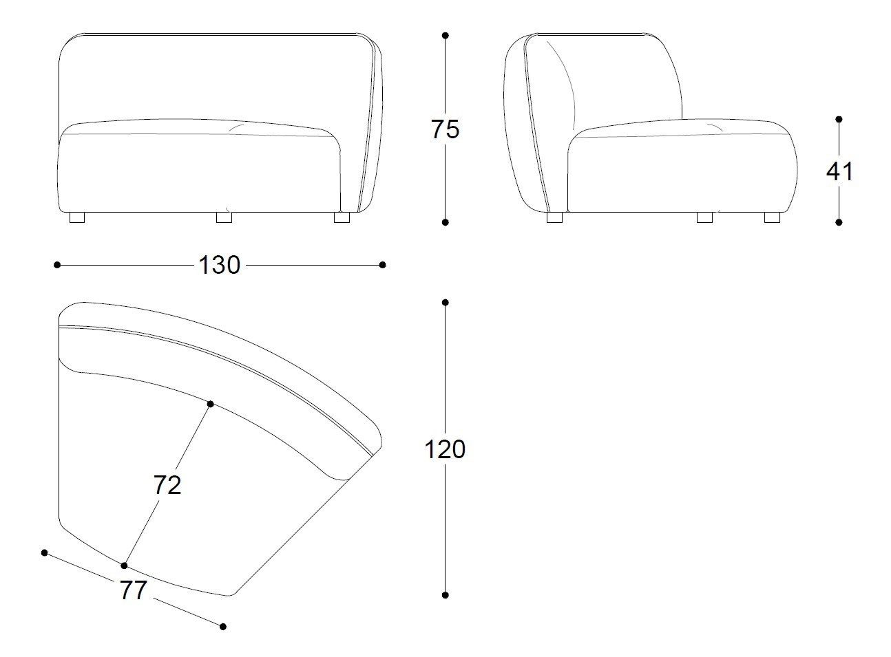 Бархатный изогнутый модульный диван BLACK TIE ERASMO ARCH-00144037 - Вид №2
