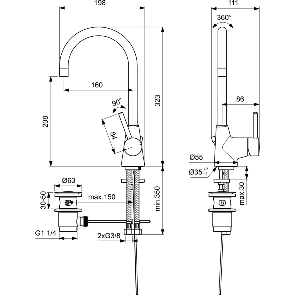 Смеситель для раковины универсальный Ideal Standard Ceraline однорычажный цвет хром STLM-2160421 - Вид №4