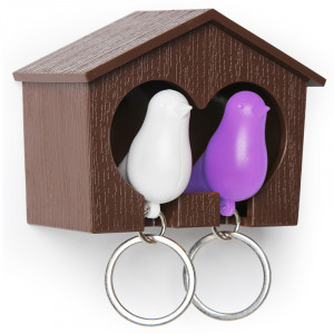QL10124-BN-PU Держатель для ключей двойной sparrow коричневый-белый-фиолетовый Qualy