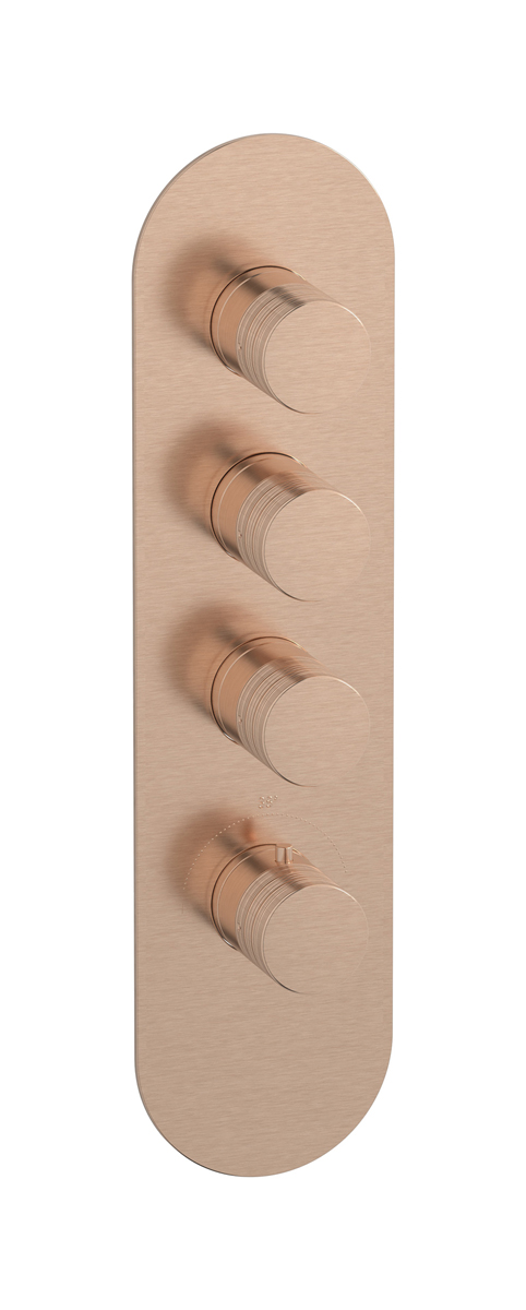 External part of thermostatic 3 ways, round plate, vertical, Vinile handle WE ARE IB eua312srnvn Brushed Rose Gold Aqua