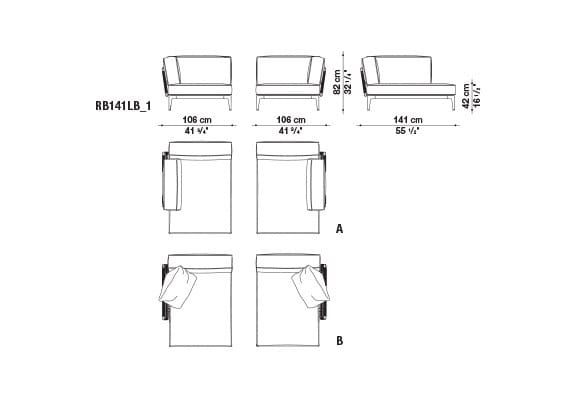 Ткань сад шезлонг B&B Italia Outdoor смородина ARCH-00129476 - Вид №6