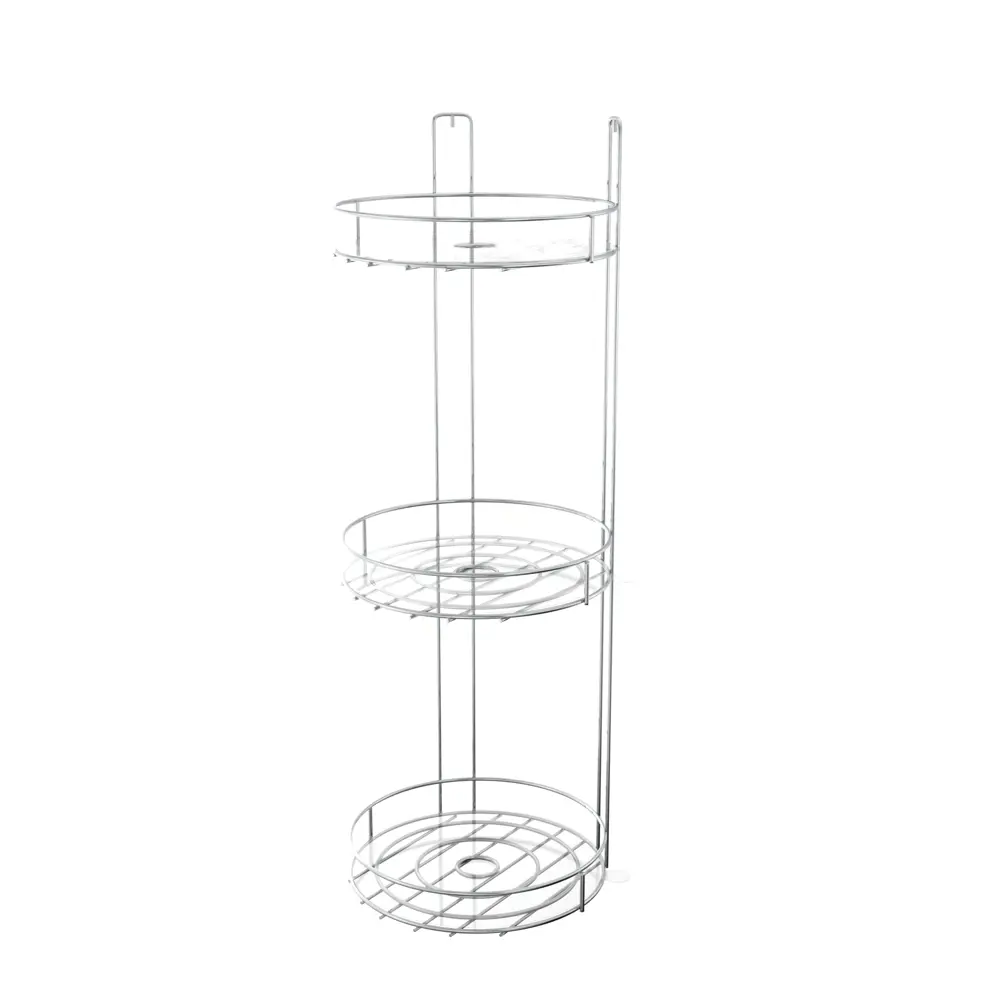 Полка для ванной Lemer Round трехъярусная угловая 22x22x50 см, металл, цвет хром STLM-2137693