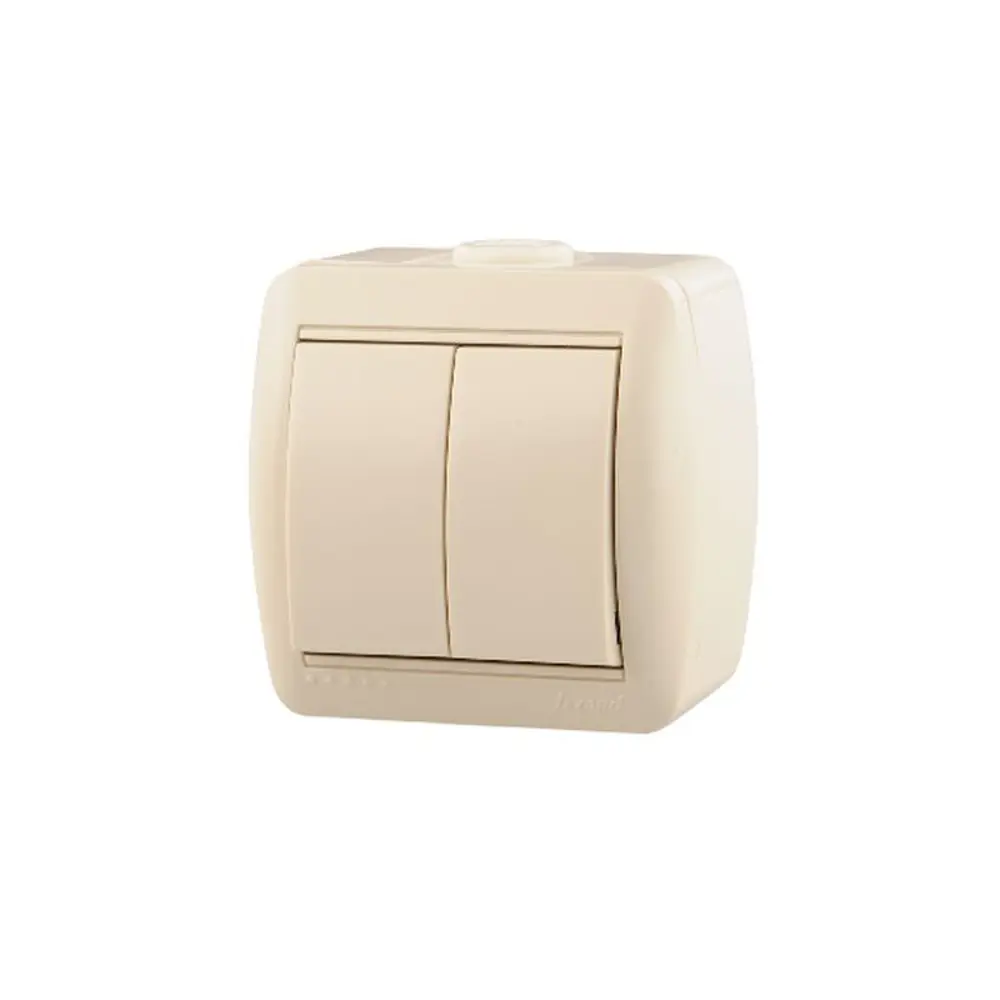 Выключатель накладной Lezard Nata 2 клавиши, цвет кремовый STLM-2049474