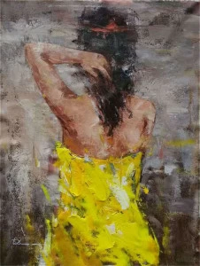 Картина на холсте 120х80 см "Девушка в желтом" EVENHOME КАРТИНЫ МАСЛОМ 129987 Бежевый;белый;желтый;разноцветный