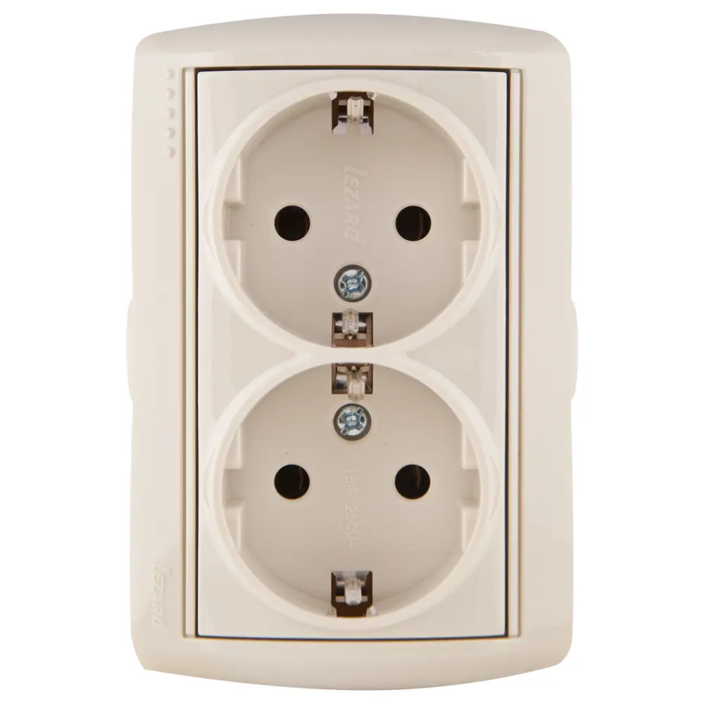 Розетка керамическая Lezard Nata 2 разъема с заземлением цвет кремовый STLM-2057001