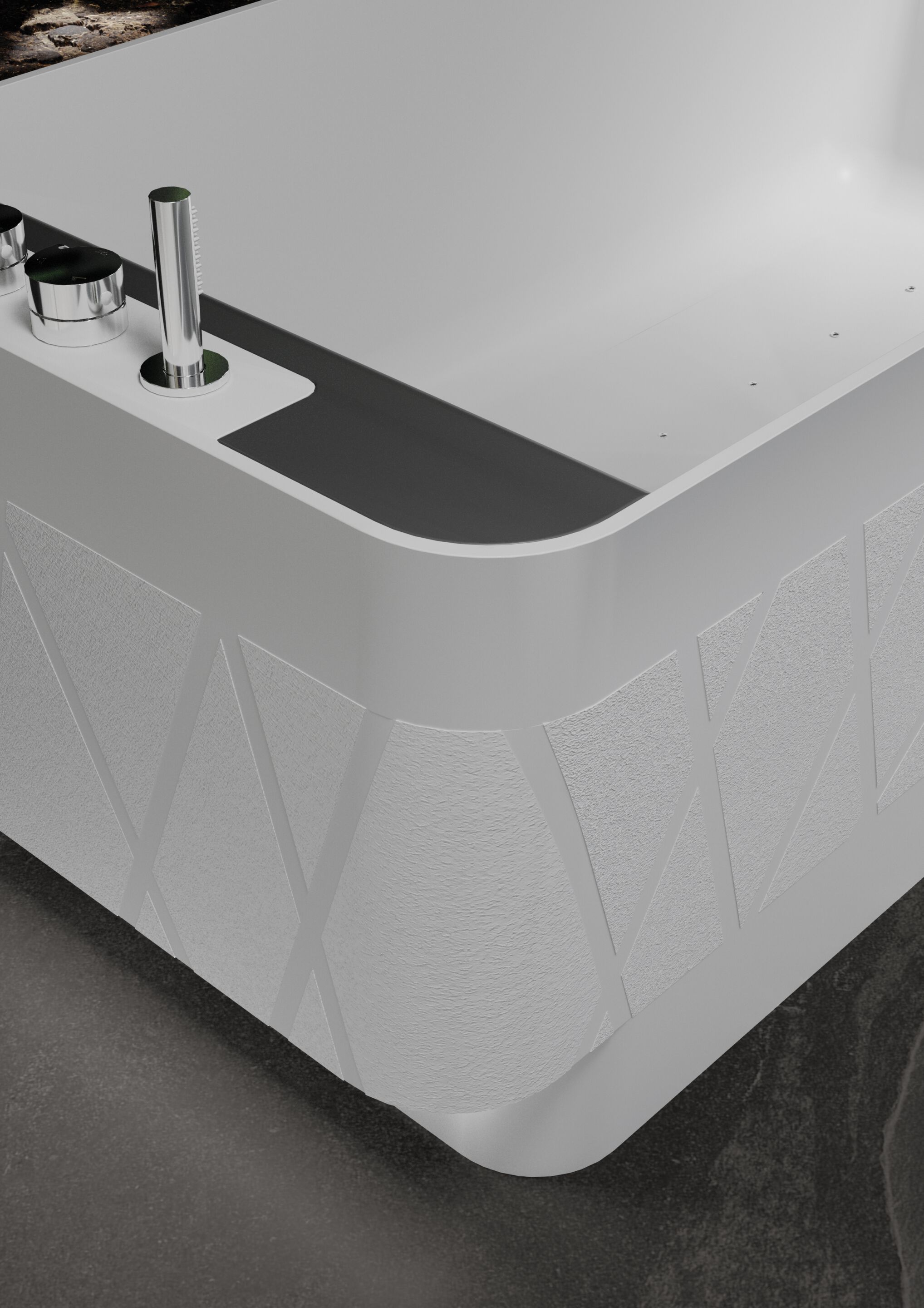 Прямоугольная ванна в центре комнаты с джакузи Kinedo Saphir ARCH-00068763 - Вид №4