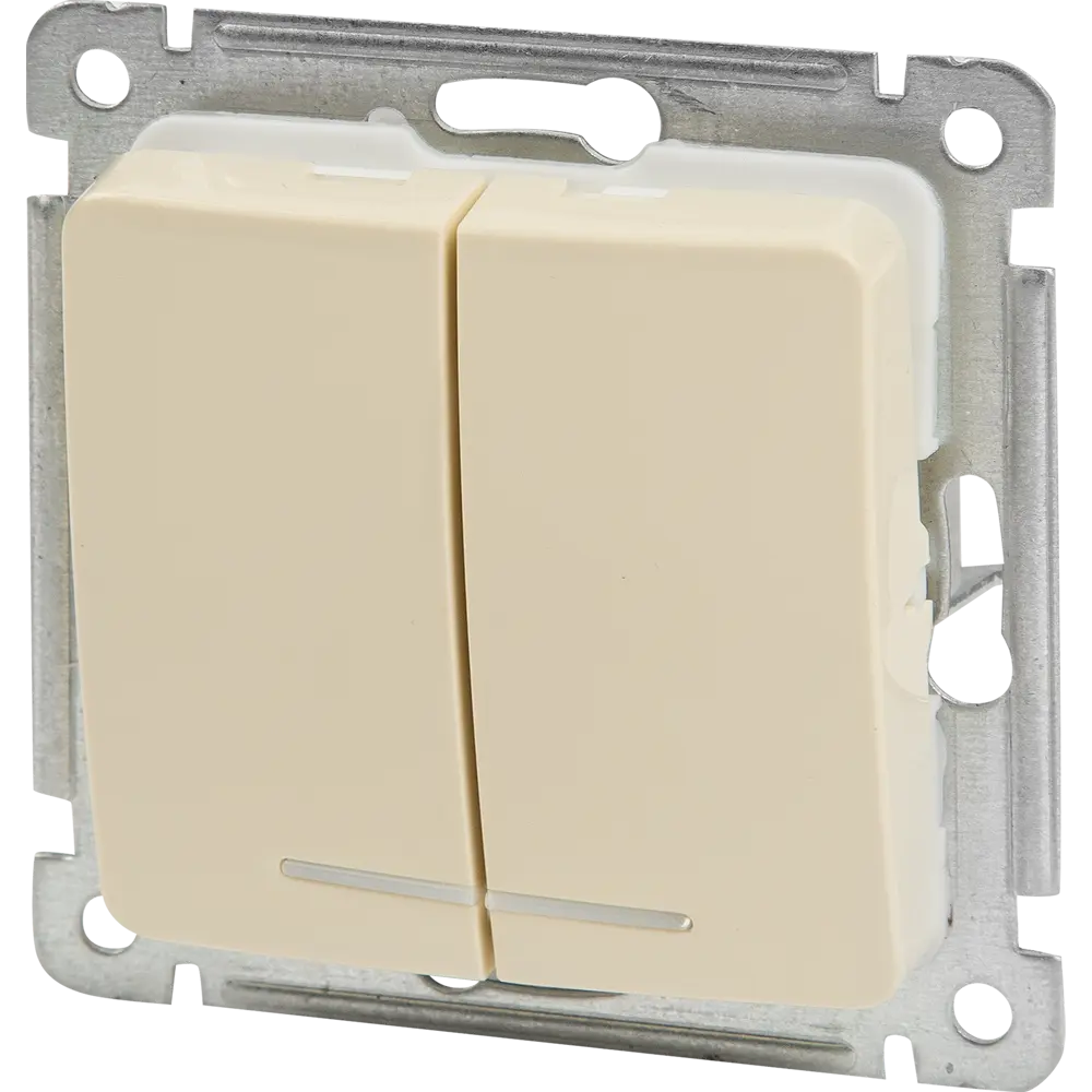 Выключатель встраиваемый Hegel Мастер 2 клавиши с индикатором цвет слоновая кость STLM-2175474 - Вид №1